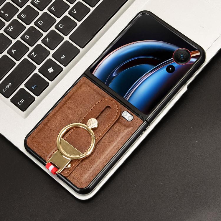 For ZTE nubia Flip3 Wristband Leather Back Phone Case