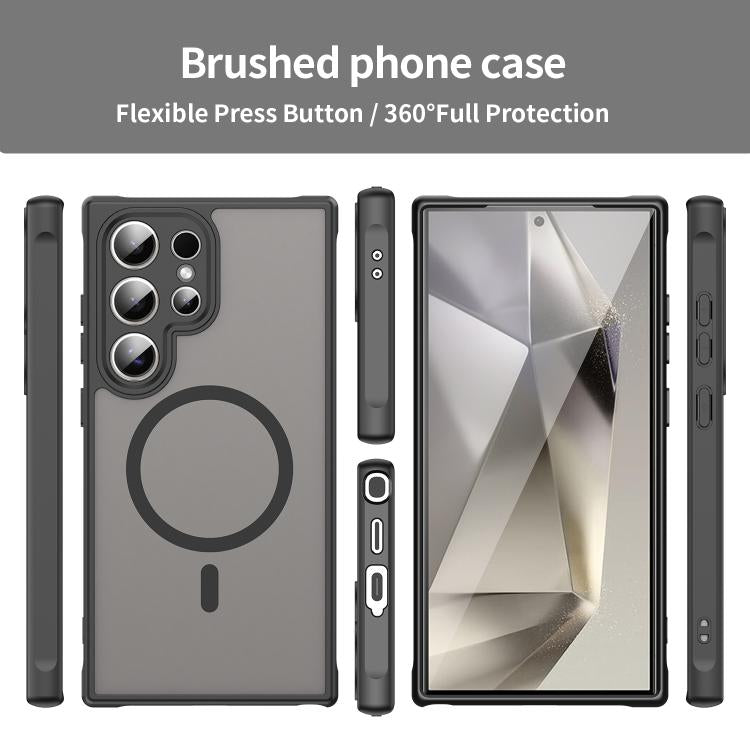 For Samsung Galaxy S25 Ultra 5G Fan Dun Series TPU Hybrid PC Frosted Magsafe Phone Case