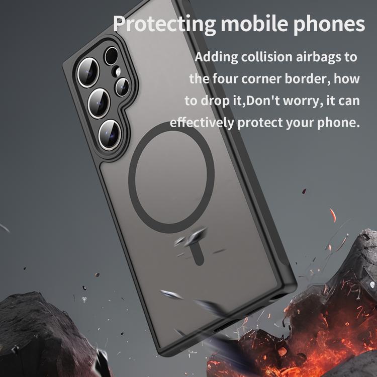For Samsung Galaxy S25 Ultra 5G Fan Dun Series TPU Hybrid PC Frosted Magsafe Phone Case