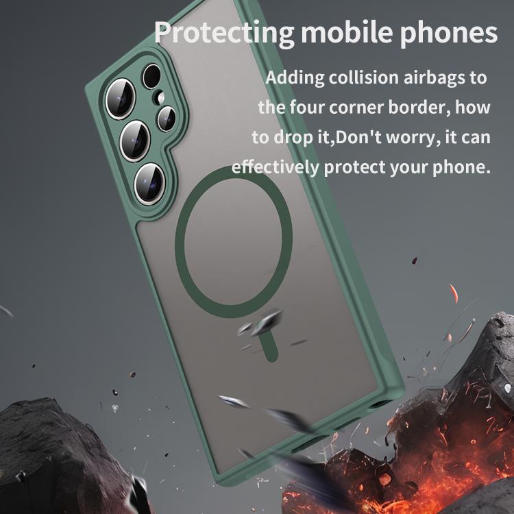 For Samsung Galaxy S25 Ultra 5G Fan Dun Series TPU Hybrid PC Frosted Magsafe Phone Case