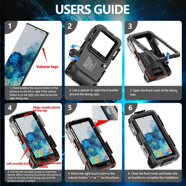 RedPepper 4th Generation Diving Protective Case, Waterproof depth: 15m - Black