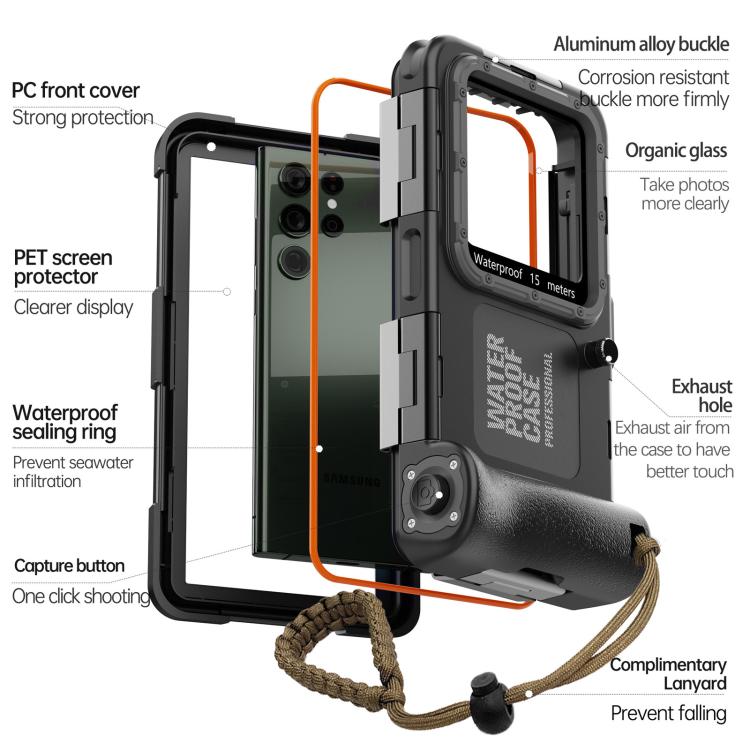 RedPepper 4th Generation Diving Protective Case, Waterproof depth: 15m - Black