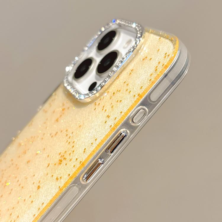 For iPhone 13 Diamond Frame Glitter PC Hybrid TPU Phone Case - Yellow