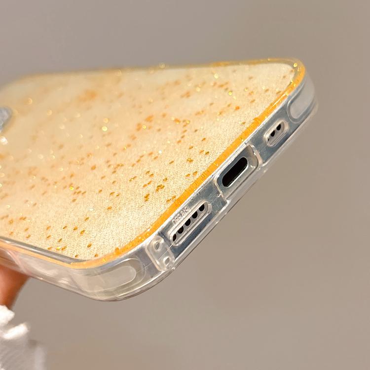 For iPhone 13 Diamond Frame Glitter PC Hybrid TPU Phone Case - Yellow