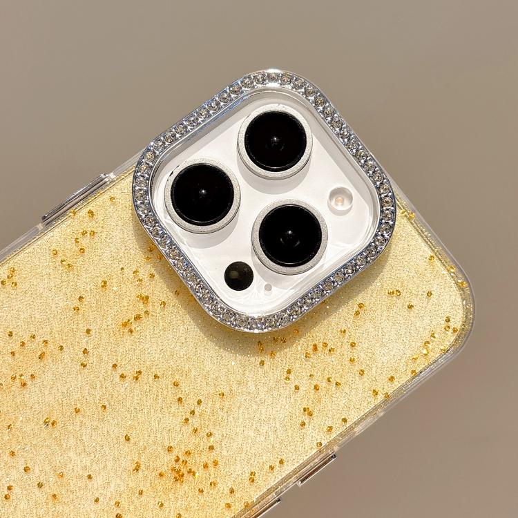 For iPhone 12 Pro Diamond Frame Glitter PC Hybrid TPU Phone Case - Yellow
