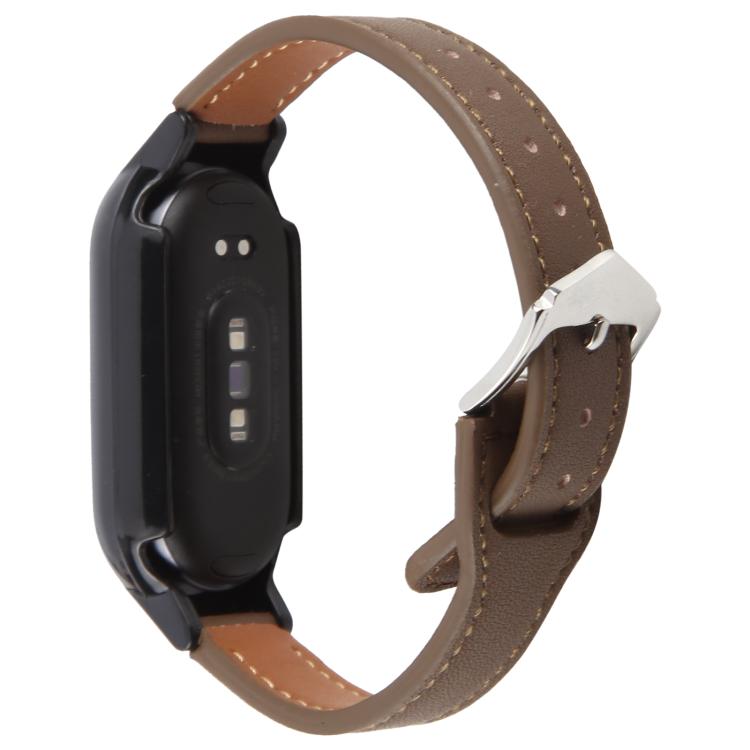For Xiaomi Smart Band 9 PC Case Integrated Microfiber Leather Watch Band