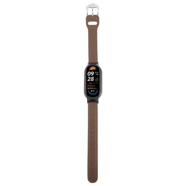 For Xiaomi Smart Band 9 PC Case Integrated Microfiber Leather Watch Band
