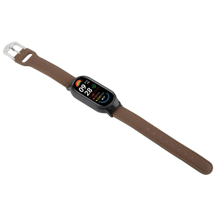 For Xiaomi Smart Band 9 PC Case Integrated Microfiber Leather Watch Band