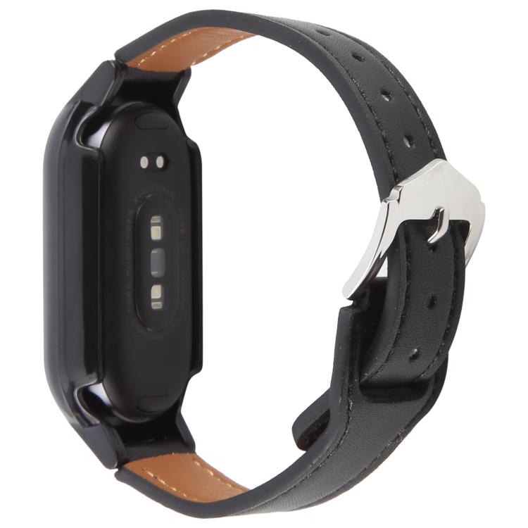 For Xiaomi Smart Band 9 PC Case Integrated Microfiber Leather Watch Band