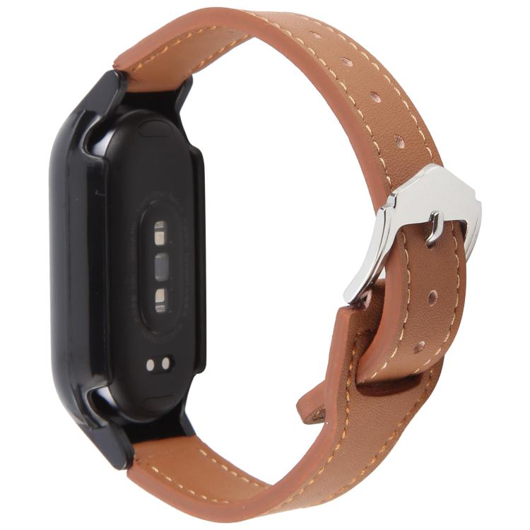 For Xiaomi Smart Band 9 PC Case Integrated Microfiber Leather Watch Band