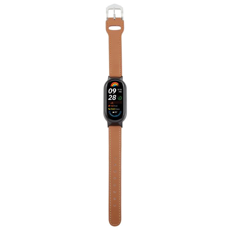 For Xiaomi Smart Band 9 PC Case Integrated Microfiber Leather Watch Band