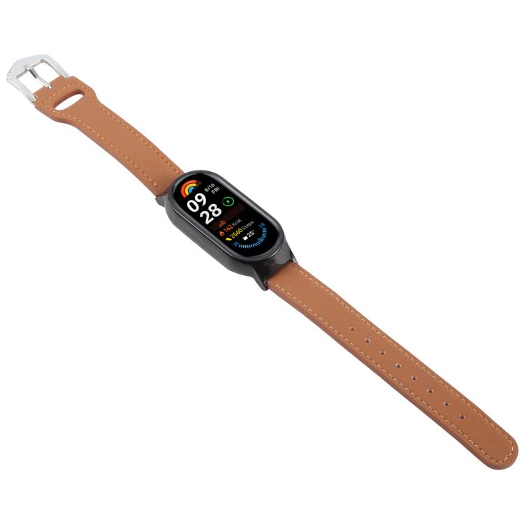 For Xiaomi Smart Band 9 PC Case Integrated Microfiber Leather Watch Band