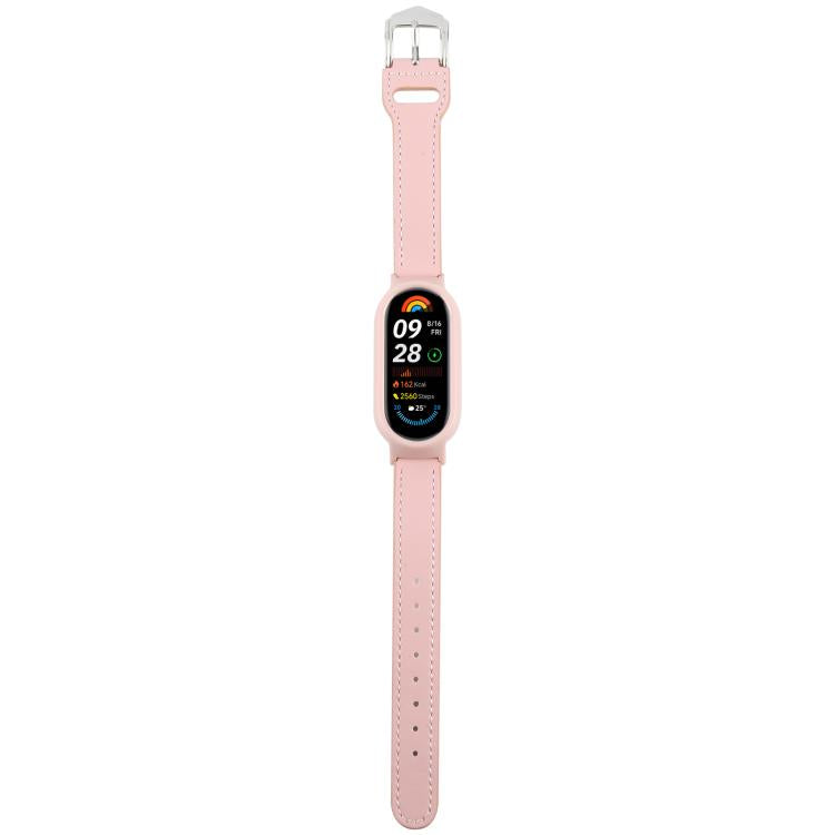For Xiaomi Smart Band 9 PC Case Integrated Microfiber Leather Watch Band