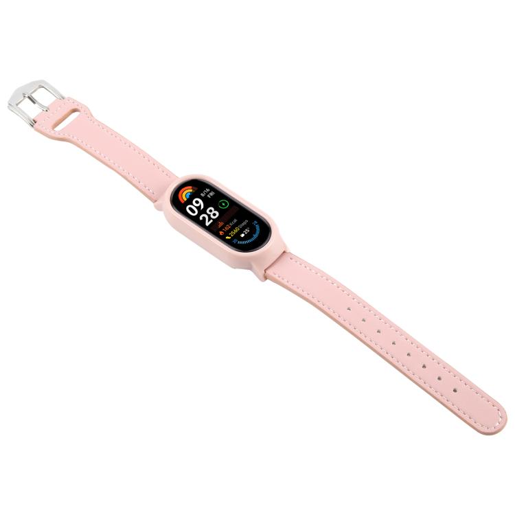 For Xiaomi Smart Band 9 PC Case Integrated Microfiber Leather Watch Band