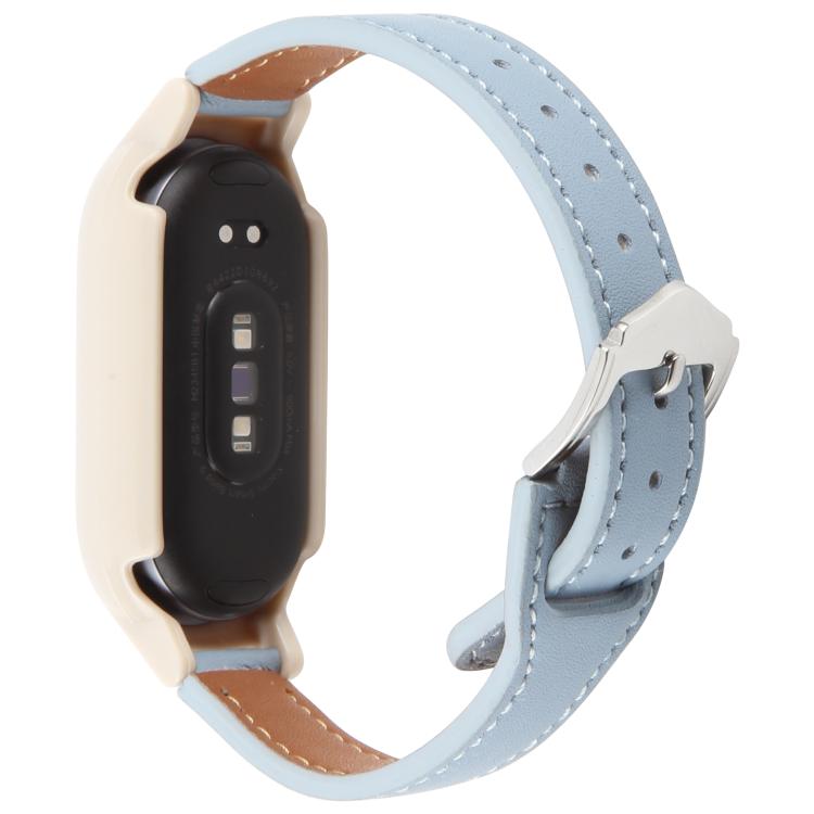 For Xiaomi Smart Band 9 PC Case Integrated Microfiber Leather Watch Band