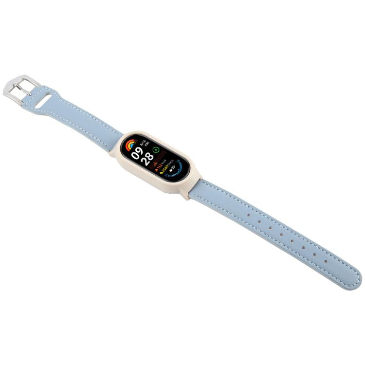 For Xiaomi Smart Band 9 PC Case Integrated Microfiber Leather Watch Band