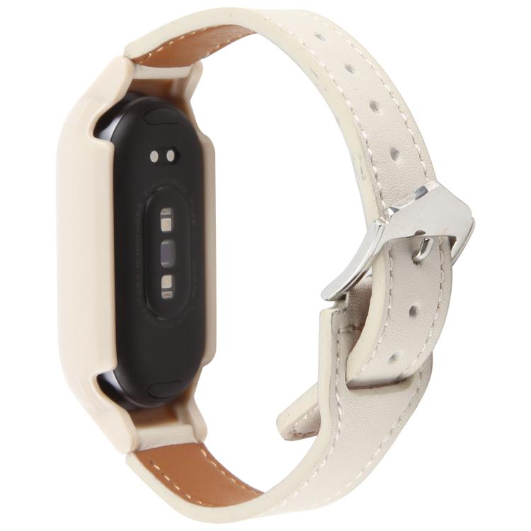 For Xiaomi Smart Band 9 PC Case Integrated Microfiber Leather Watch Band