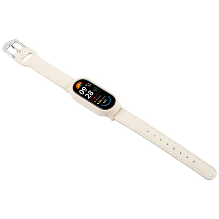 For Xiaomi Smart Band 9 PC Case Integrated Microfiber Leather Watch Band