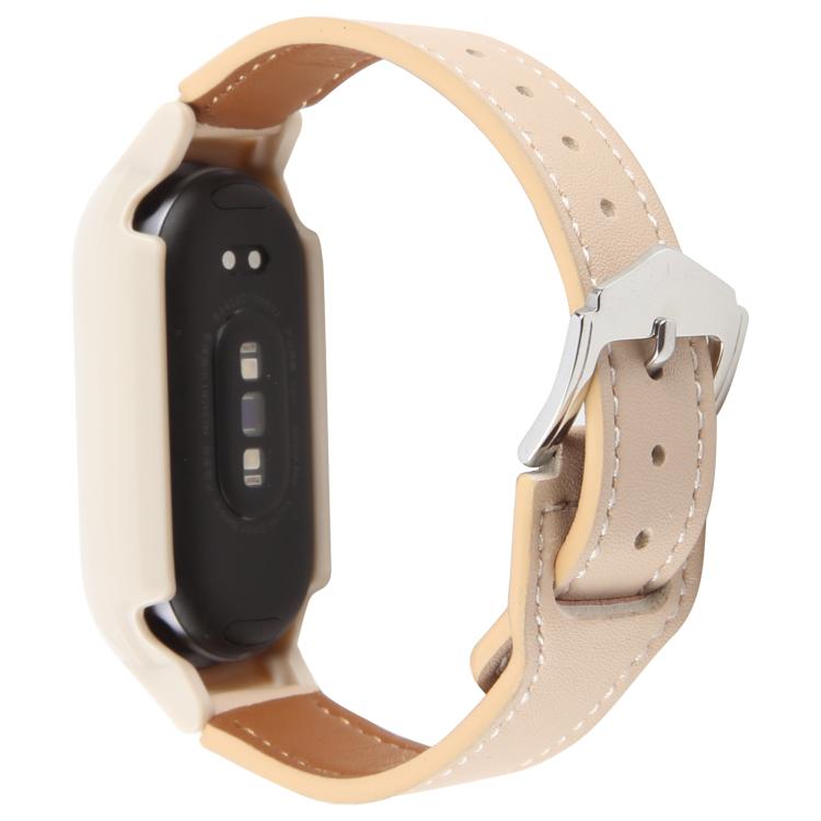 For Xiaomi Smart Band 9 PC Case Integrated Microfiber Leather Watch Band