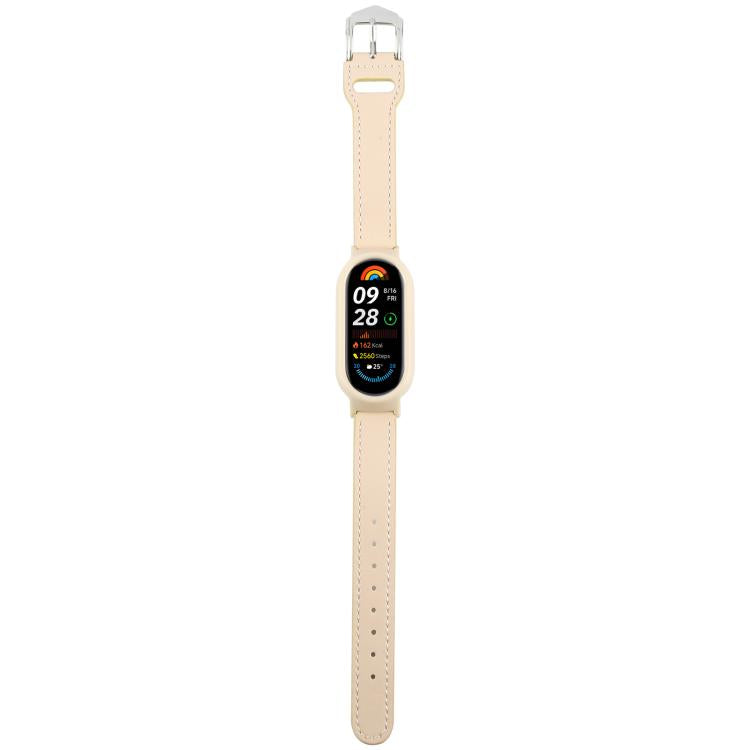 For Xiaomi Smart Band 9 PC Case Integrated Microfiber Leather Watch Band
