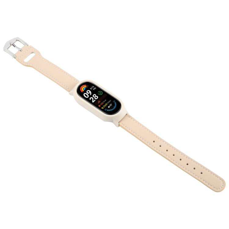 For Xiaomi Smart Band 9 PC Case Integrated Microfiber Leather Watch Band