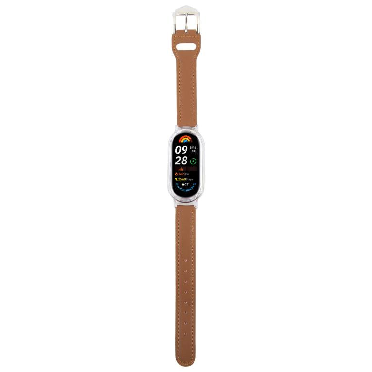 For Xiaomi Smart Band 9 PC Case Integrated Microfiber Leather Watch Band