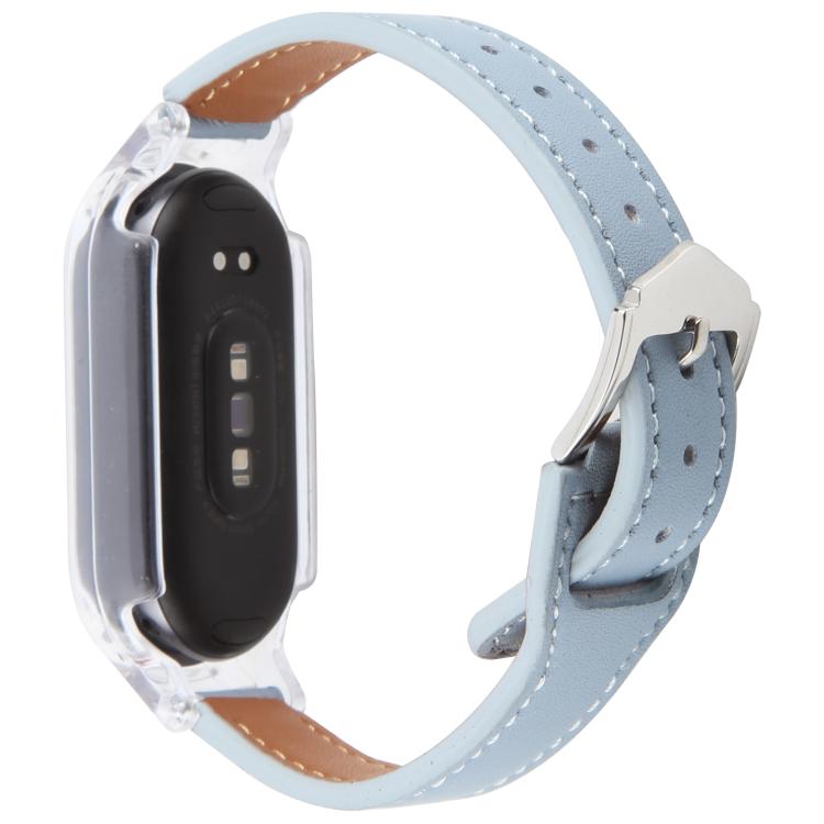 For Xiaomi Smart Band 9 PC Case Integrated Microfiber Leather Watch Band