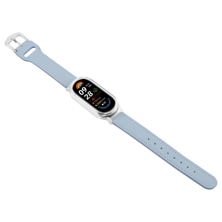 For Xiaomi Smart Band 9 PC Case Integrated Microfiber Leather Watch Band