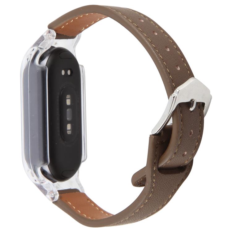 For Xiaomi Smart Band 9 PC Case Integrated Microfiber Leather Watch Band