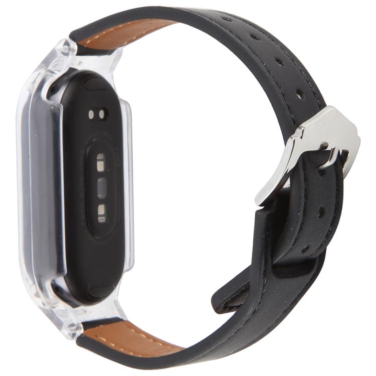 For Xiaomi Smart Band 9 PC Case Integrated Microfiber Leather Watch Band