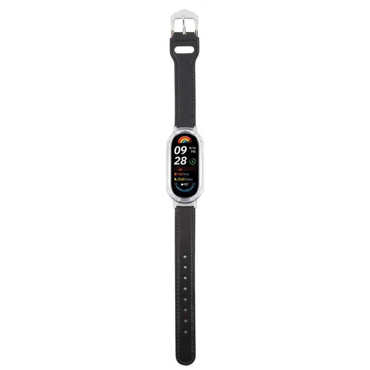 For Xiaomi Smart Band 9 PC Case Integrated Microfiber Leather Watch Band