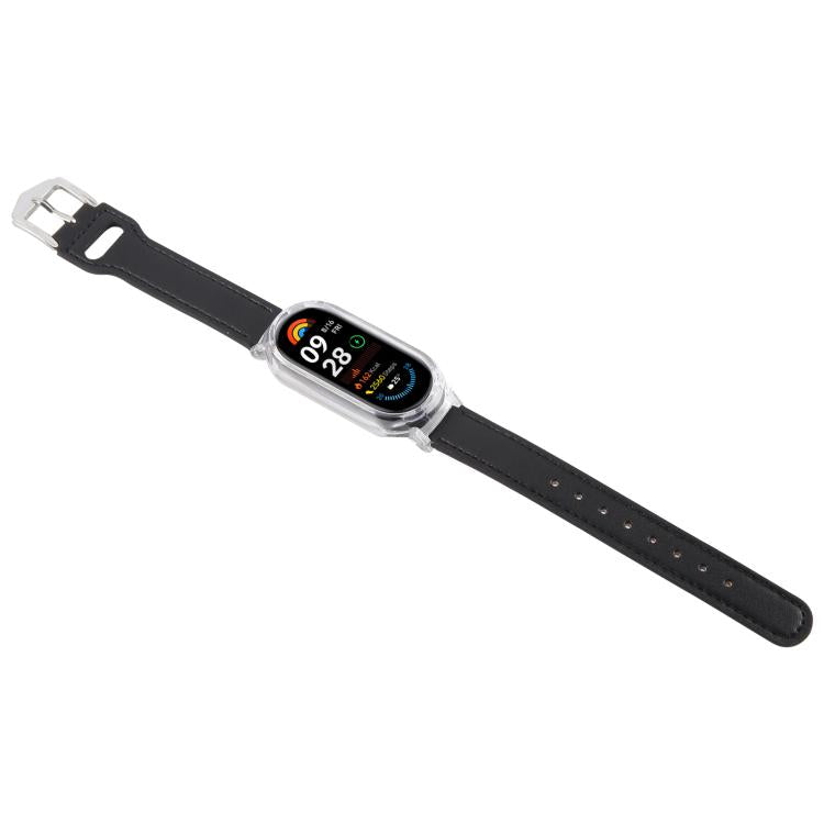 For Xiaomi Smart Band 9 PC Case Integrated Microfiber Leather Watch Band