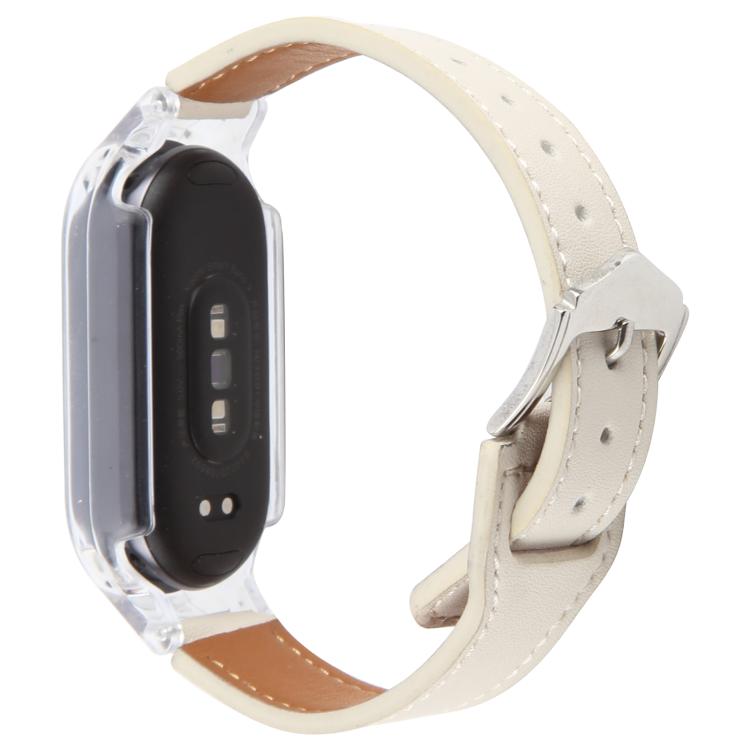 For Xiaomi Smart Band 9 PC Case Integrated Microfiber Leather Watch Band