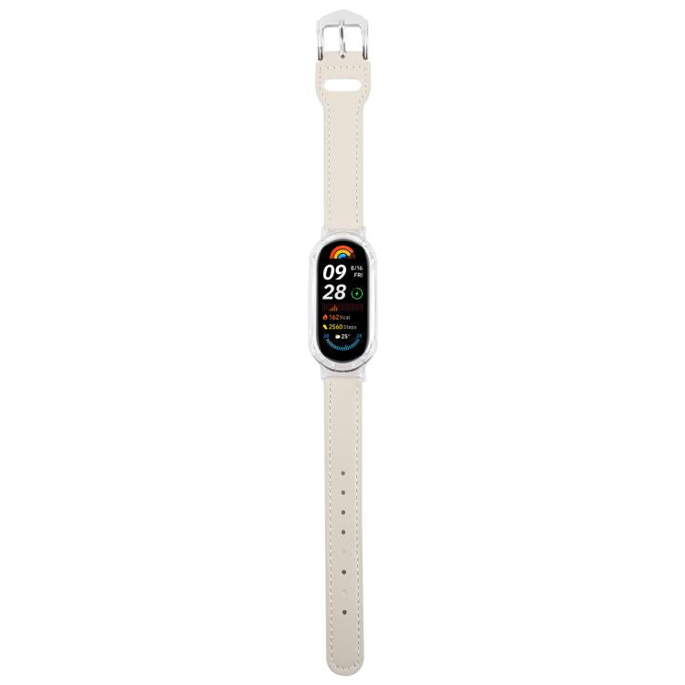 For Xiaomi Smart Band 9 PC Case Integrated Microfiber Leather Watch Band
