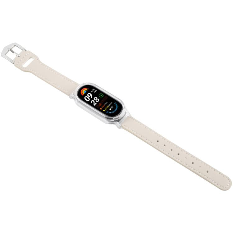 For Xiaomi Smart Band 9 PC Case Integrated Microfiber Leather Watch Band