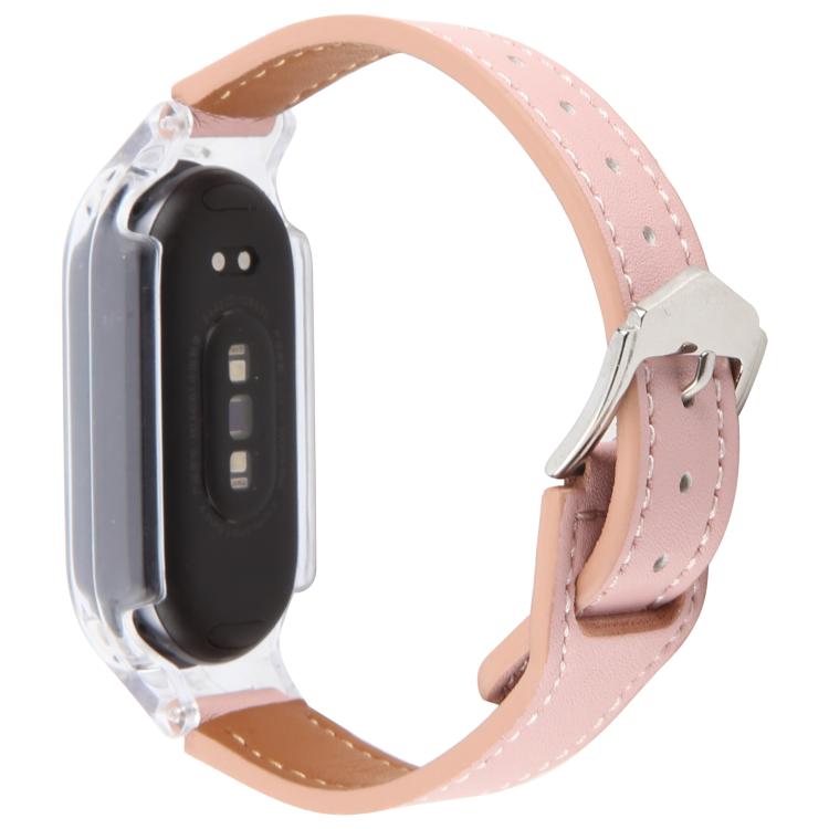 For Xiaomi Smart Band 9 PC Case Integrated Microfiber Leather Watch Band