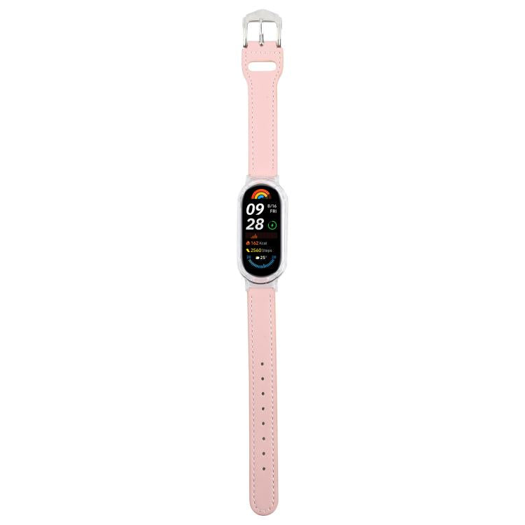 For Xiaomi Smart Band 9 PC Case Integrated Microfiber Leather Watch Band