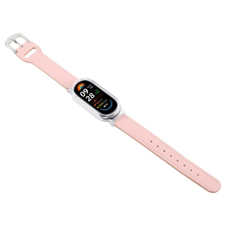 For Xiaomi Smart Band 9 PC Case Integrated Microfiber Leather Watch Band