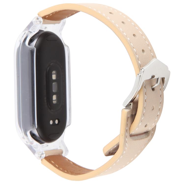 For Xiaomi Smart Band 9 PC Case Integrated Microfiber Leather Watch Band