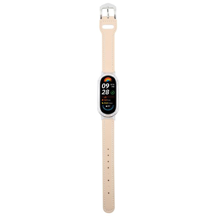 For Xiaomi Smart Band 9 PC Case Integrated Microfiber Leather Watch Band