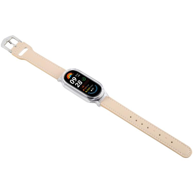 For Xiaomi Smart Band 9 PC Case Integrated Microfiber Leather Watch Band