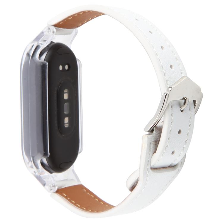For Xiaomi Smart Band 9 PC Case Integrated Microfiber Leather Watch Band