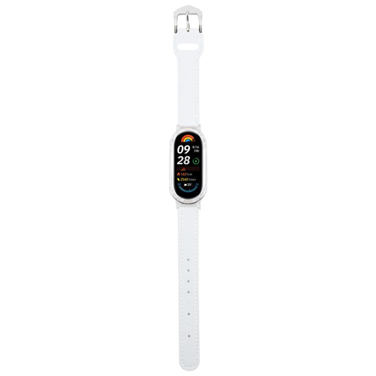 For Xiaomi Smart Band 9 PC Case Integrated Microfiber Leather Watch Band