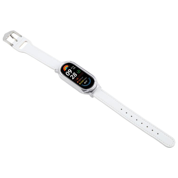 For Xiaomi Smart Band 9 PC Case Integrated Microfiber Leather Watch Band