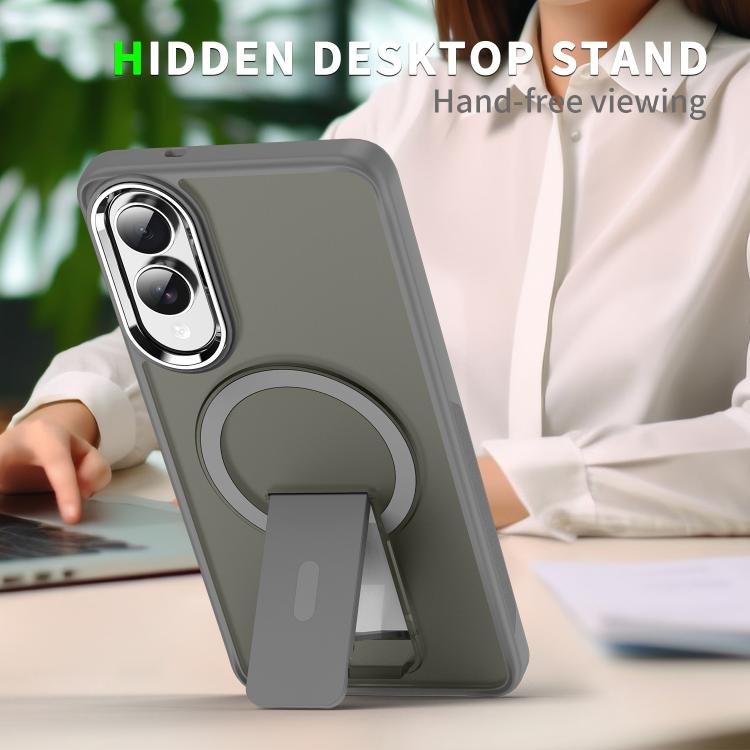 For Samsung Galaxy S25 Edge 5G Acrylic Hybrid TPU MagSafe Holder Phone Case