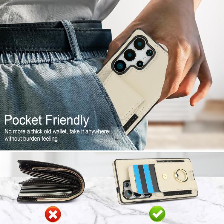 For Samsung Galaxy S25 Ultra 5G Elastic Card Bag Ring Holder Phone Case