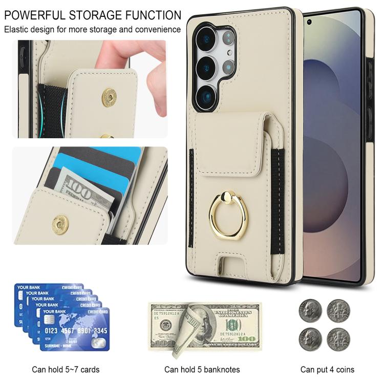 For Samsung Galaxy S25 Ultra 5G Elastic Card Bag Ring Holder Phone Case