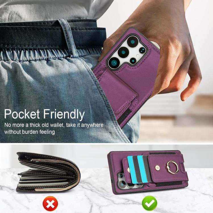 For Samsung Galaxy S25 Ultra 5G Elastic Card Bag Ring Holder Phone Case