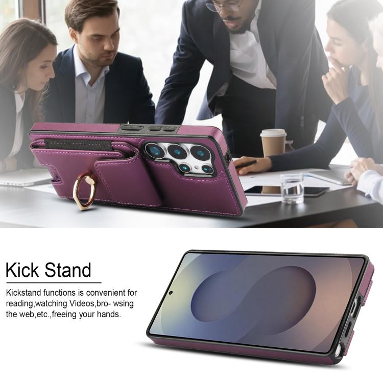For Samsung Galaxy S25 Ultra 5G Elastic Card Bag Ring Holder Phone Case