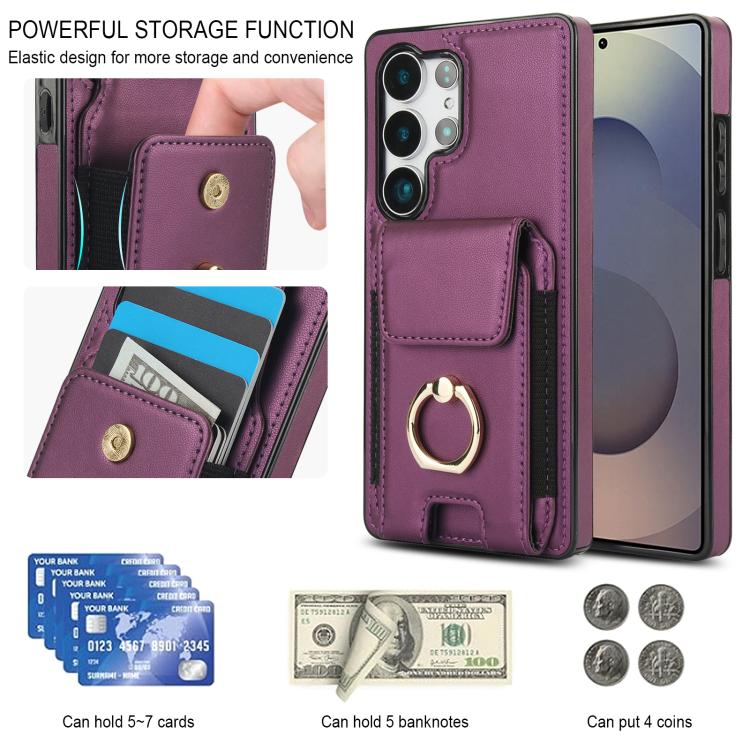 For Samsung Galaxy S25 Ultra 5G Elastic Card Bag Ring Holder Phone Case